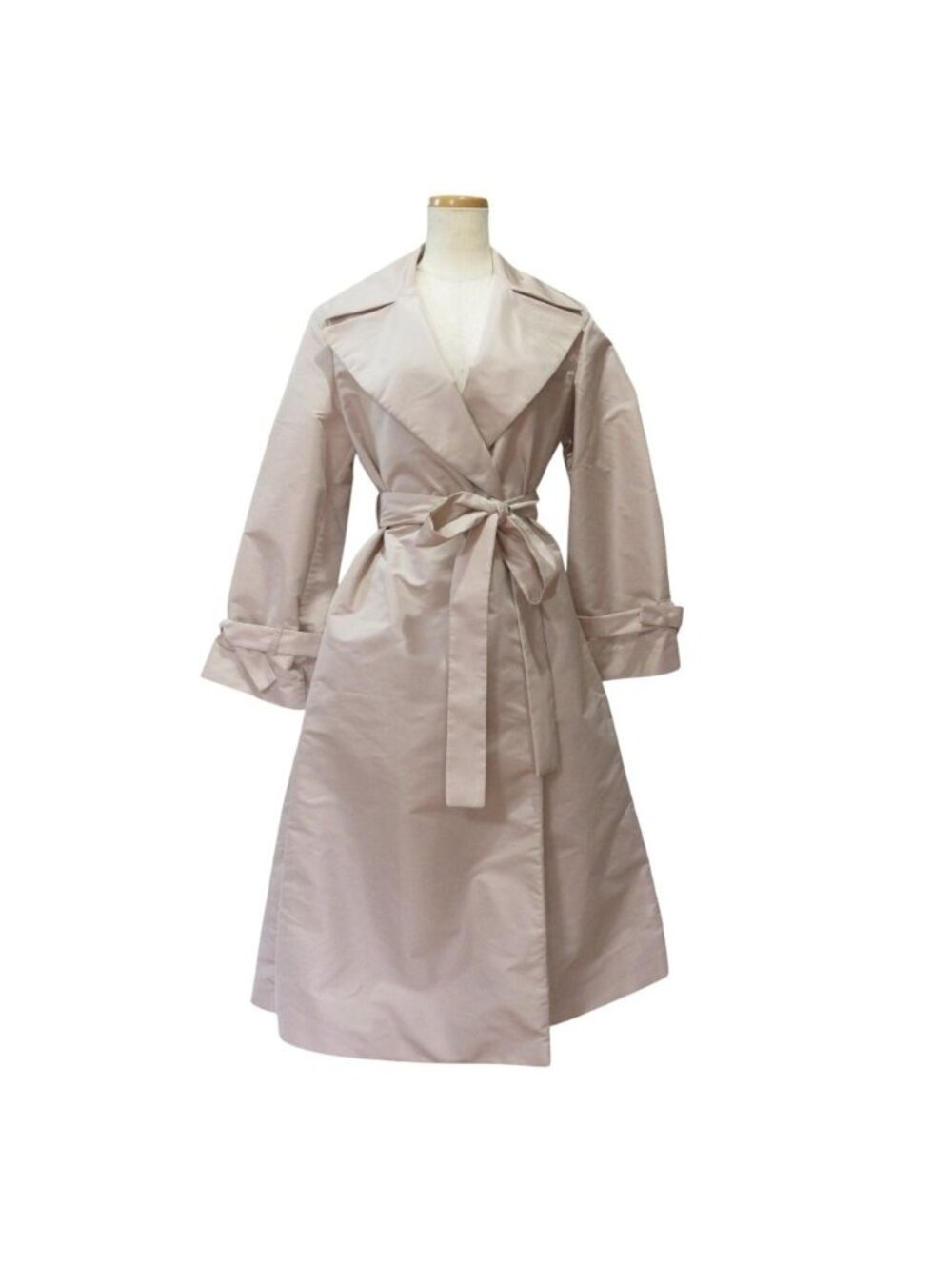 Max Mara Studio Back Pleats Belted Coat Light Pink